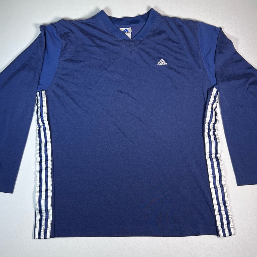 Adidas Navy‎ Long Sleeve Top with White Stripes VTG